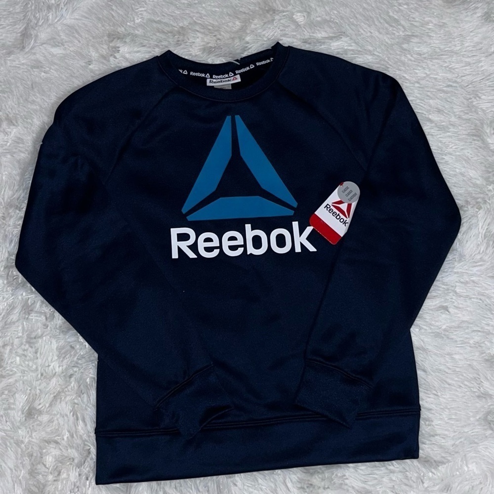 Reebok Boys navy blue Essential Fleece Crewneck size 10/12 NWT